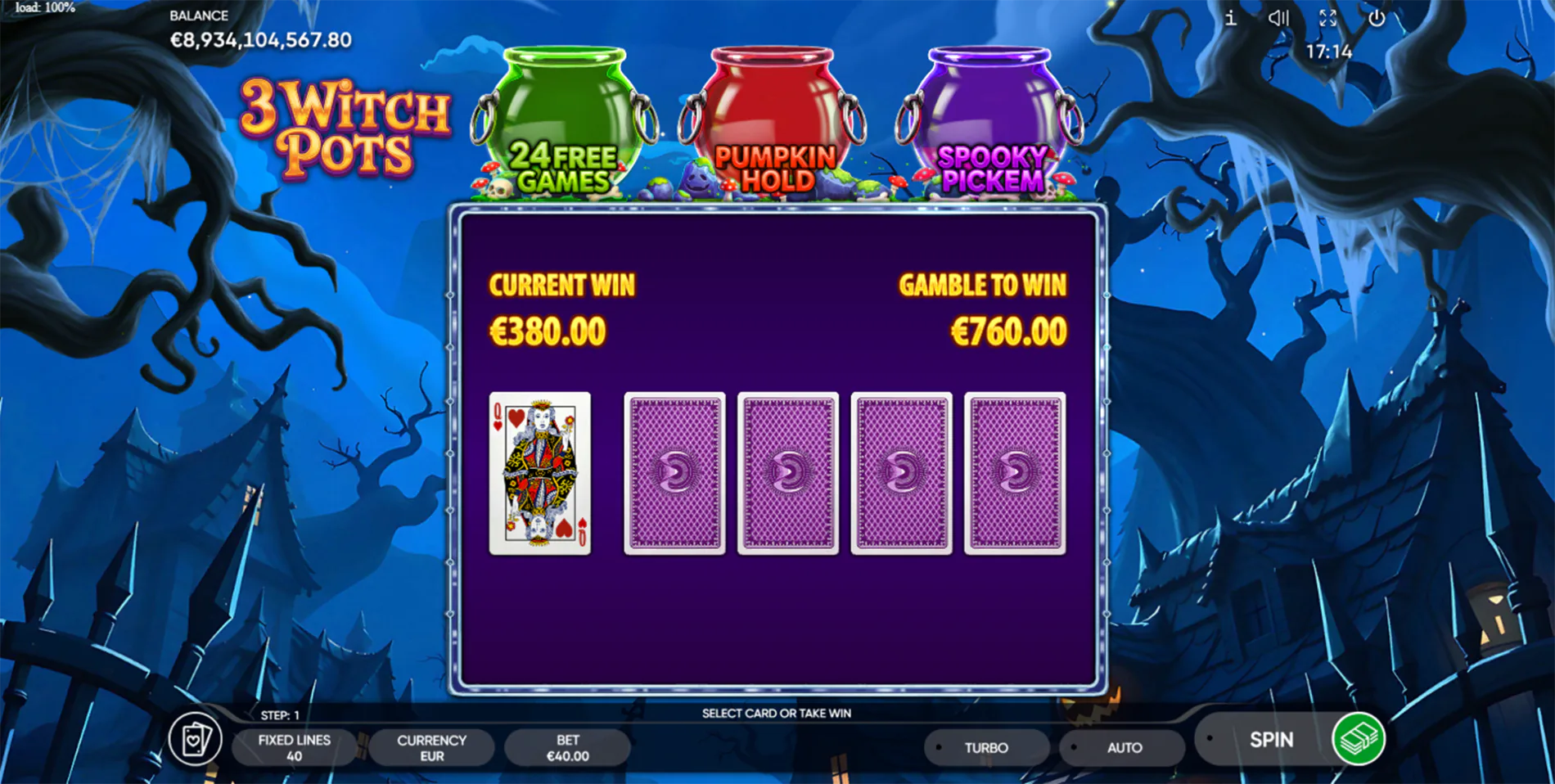 3 Witch Pots Pumpkin Hold and Win round